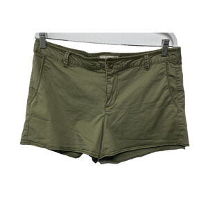 Vtg Y2K Route 66 Women's Olive Green Mid Rise Flat Front Cotton Stretch Short 14